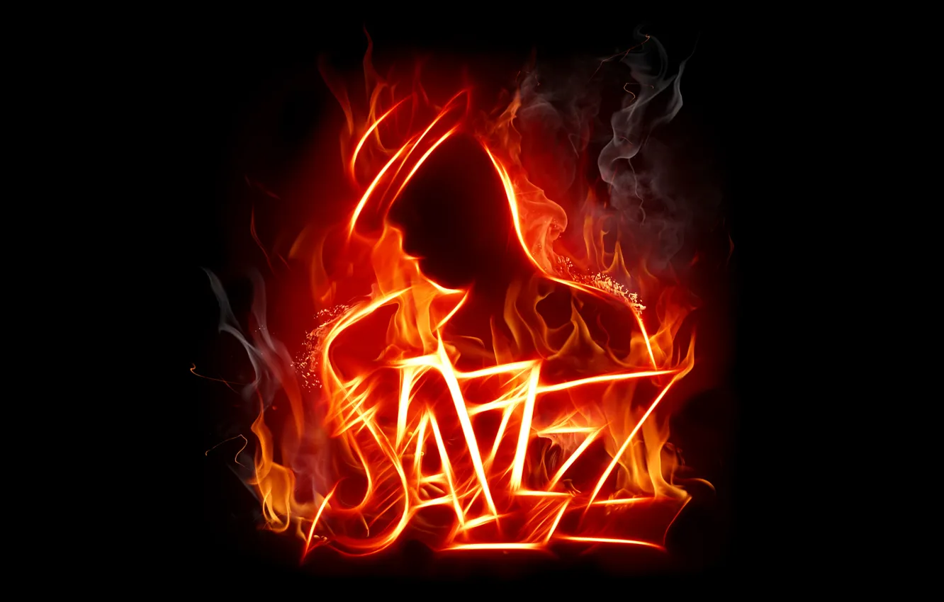 Photo wallpaper fire, silhouette, Jazz