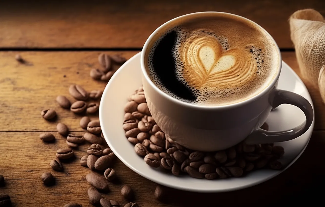 Photo wallpaper the dark background, table, Board, coffee, mug, Cup, drink, placer