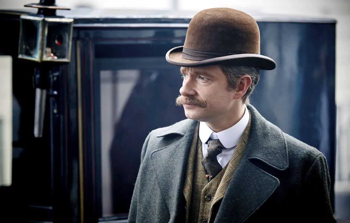 Photo wallpaper mustache, hat, Martin Freeman, Sherlock, Sherlock BBC, John Watson, Ugly bride, Sherlock (TV series)