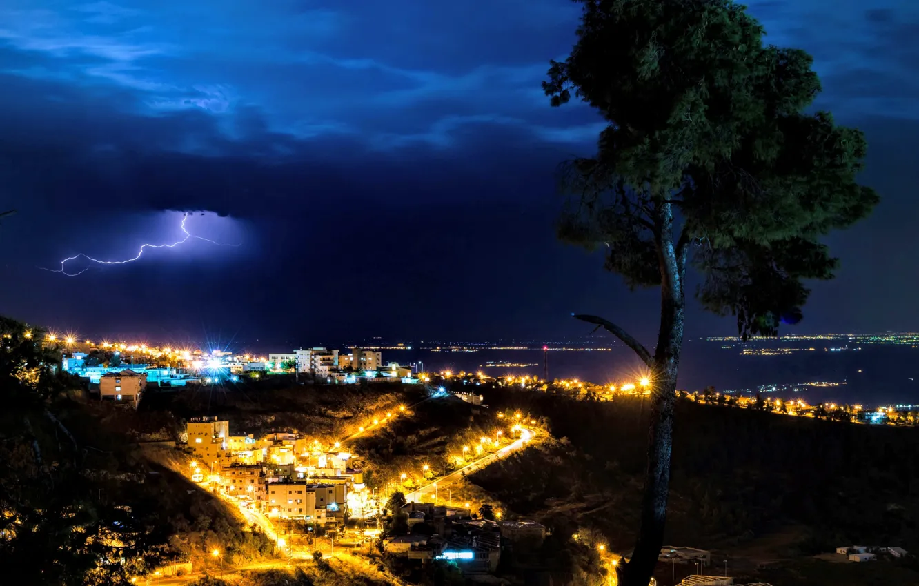 Photo wallpaper sky, landscape, night