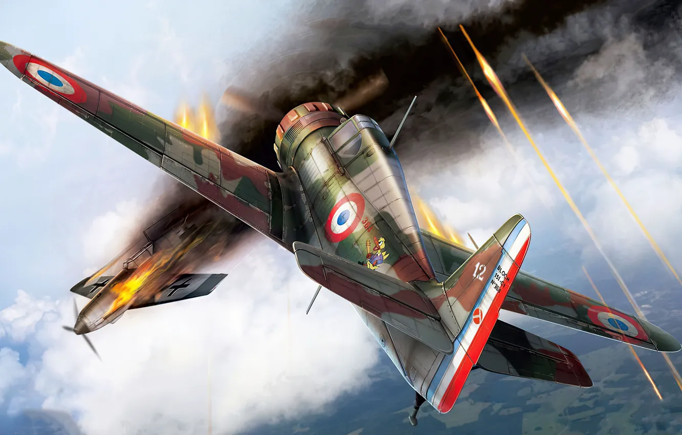 Photo wallpaper art, airplane, aviation, WW2, Bloch MB.150