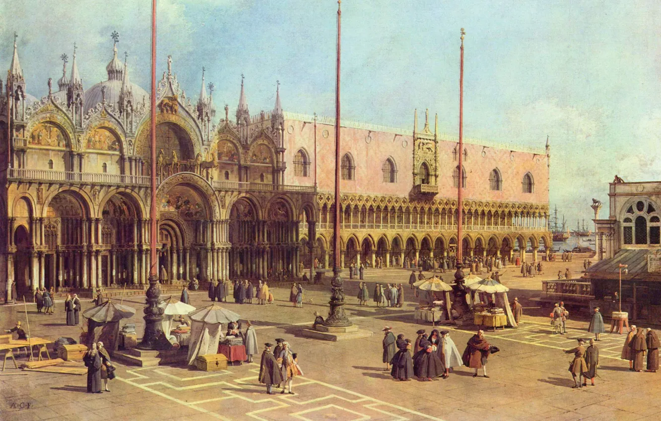 Photo wallpaper picture, painting, painting, Antonio Canaletto, Piazza San Marco