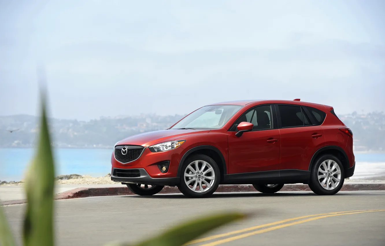 Photo wallpaper sea, auto, red, Mazda, crossover, CX-5, Skyactiv, SOUL RED