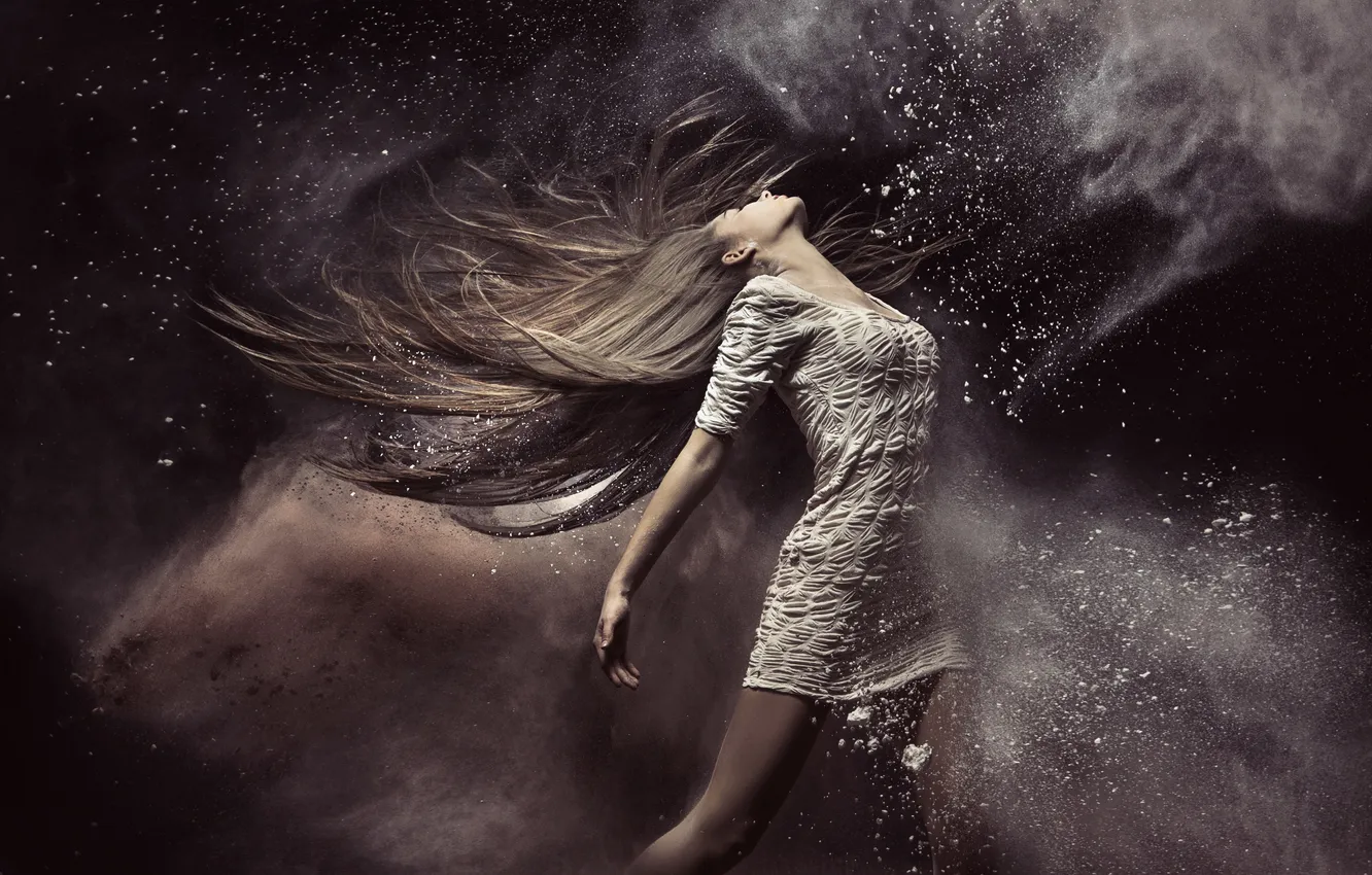 Photo wallpaper girl, pose, model, dress, long hair