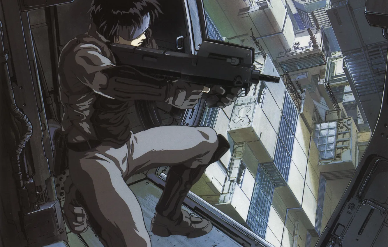 Photo wallpaper the city, machine, Ghost in the shell, Ghost in the Shell, Anime, Motoko, Kusanagi, Majors