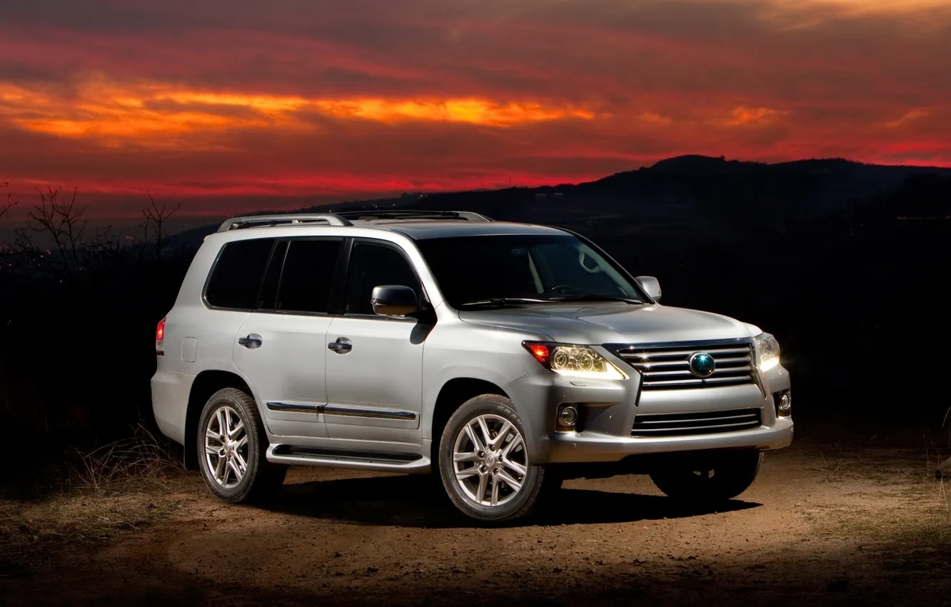 Photo wallpaper the sky, Lexus, jeep, SUV, twilight, Lexus, the front, lx570