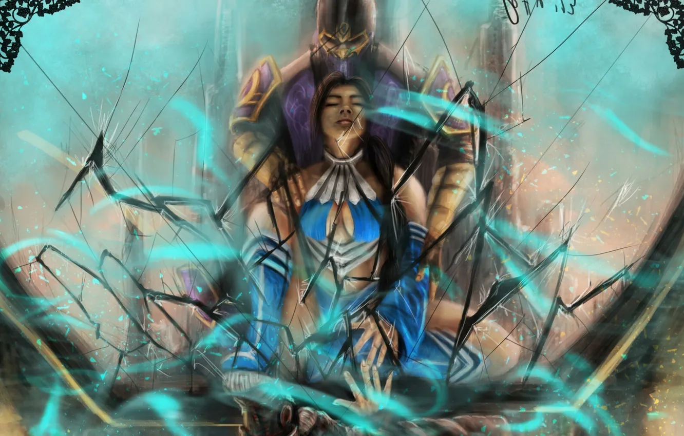 Photo wallpaper glass, girl, cracked, male, Mortal Kombat, Kitana, Rhine