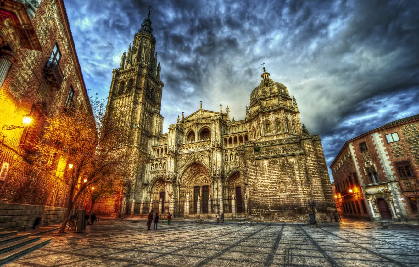 Photo wallpaper the sky, Spain, Spain, area, Cathedral, the evening, HDR, Catedral de Santa Maria