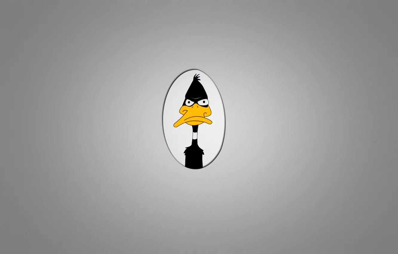 Photo wallpaper duck, minimalism, Daffy Duck, Daffy Duck, Looney Tunes, dark grey background, unhappy face