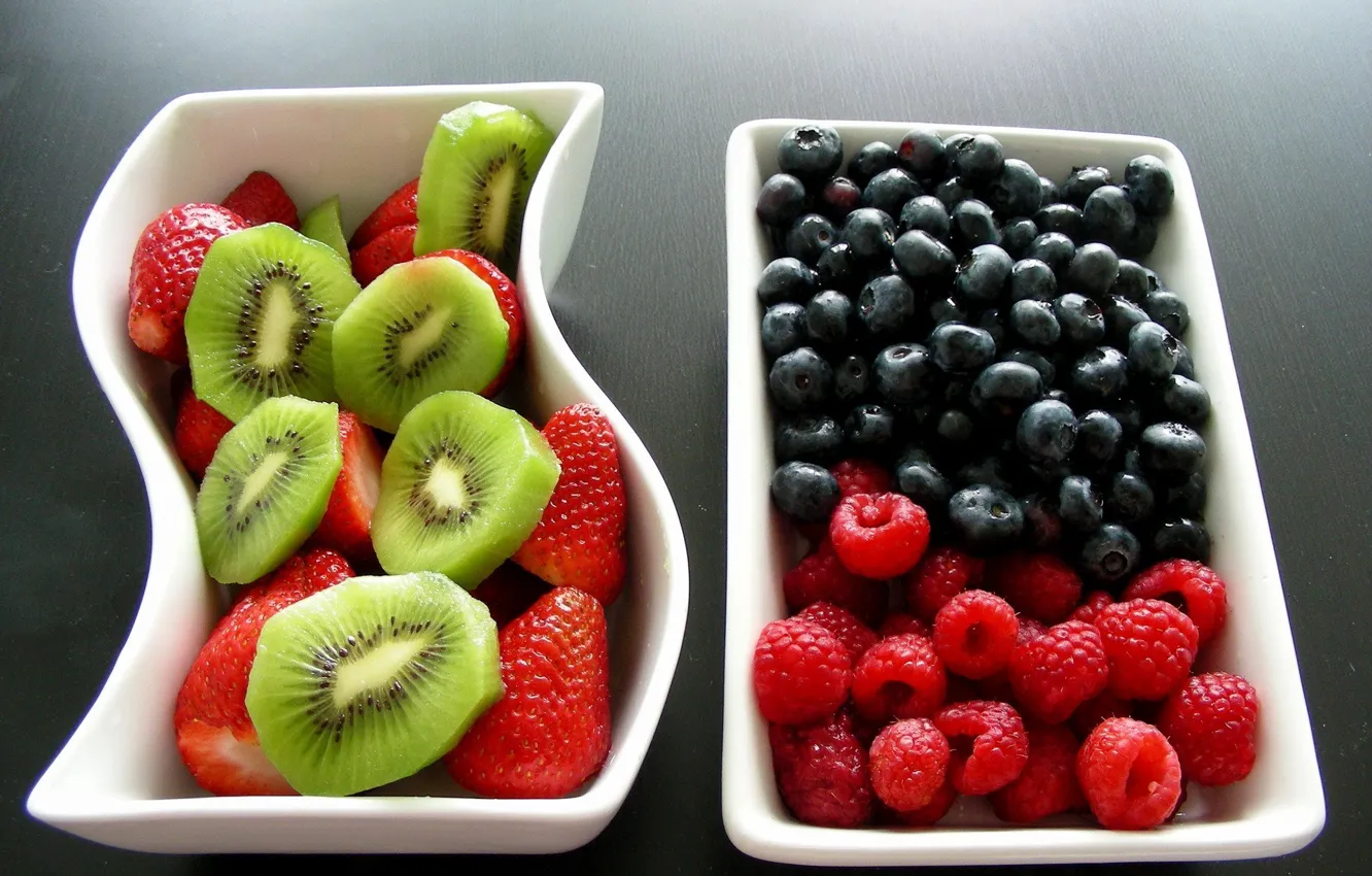 Photo wallpaper berries, raspberry, food, kiwi, strawberry, fruit, currants
