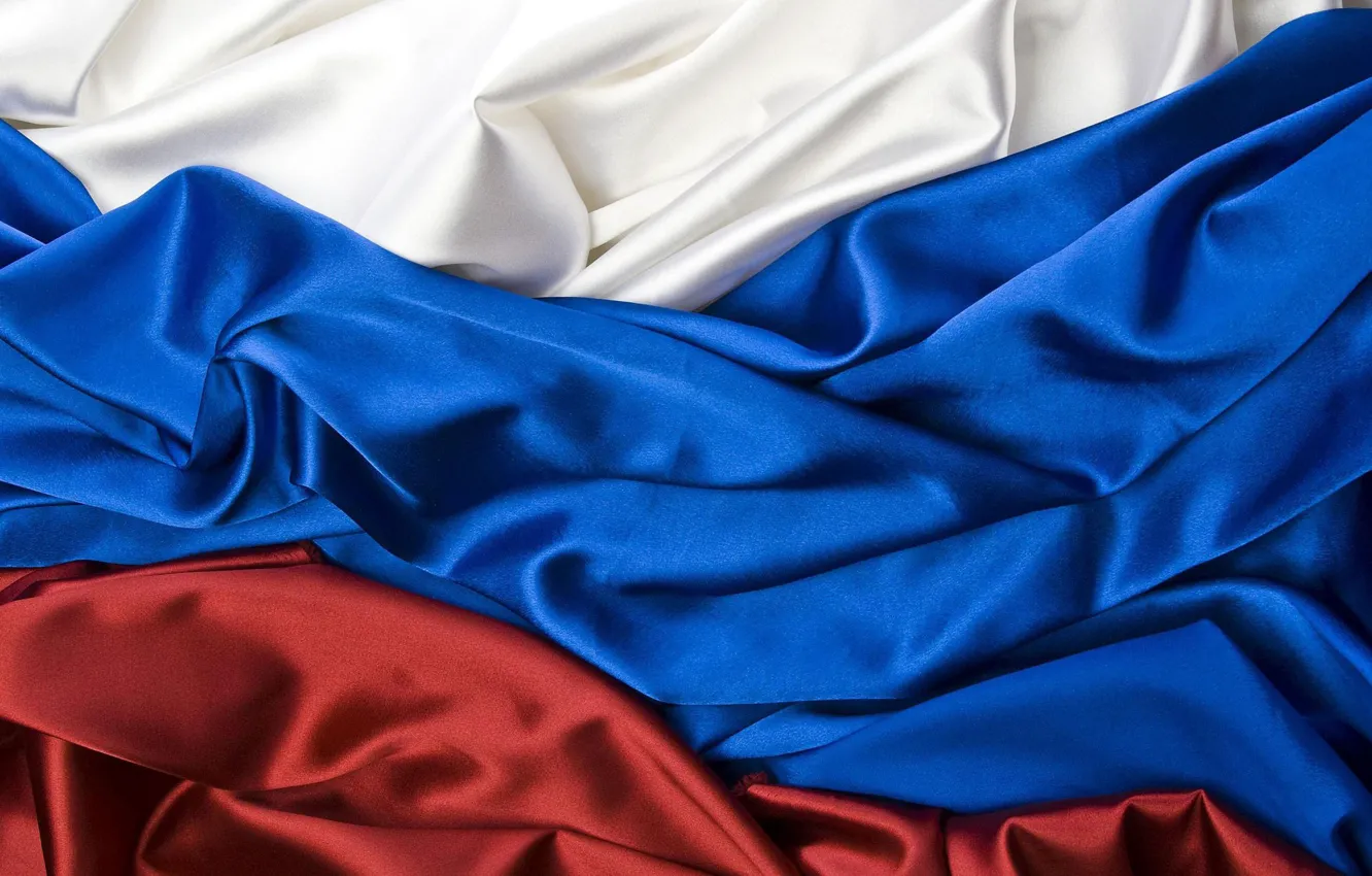 Photo wallpaper flag, fabric, Russia, tricolor, crumpled