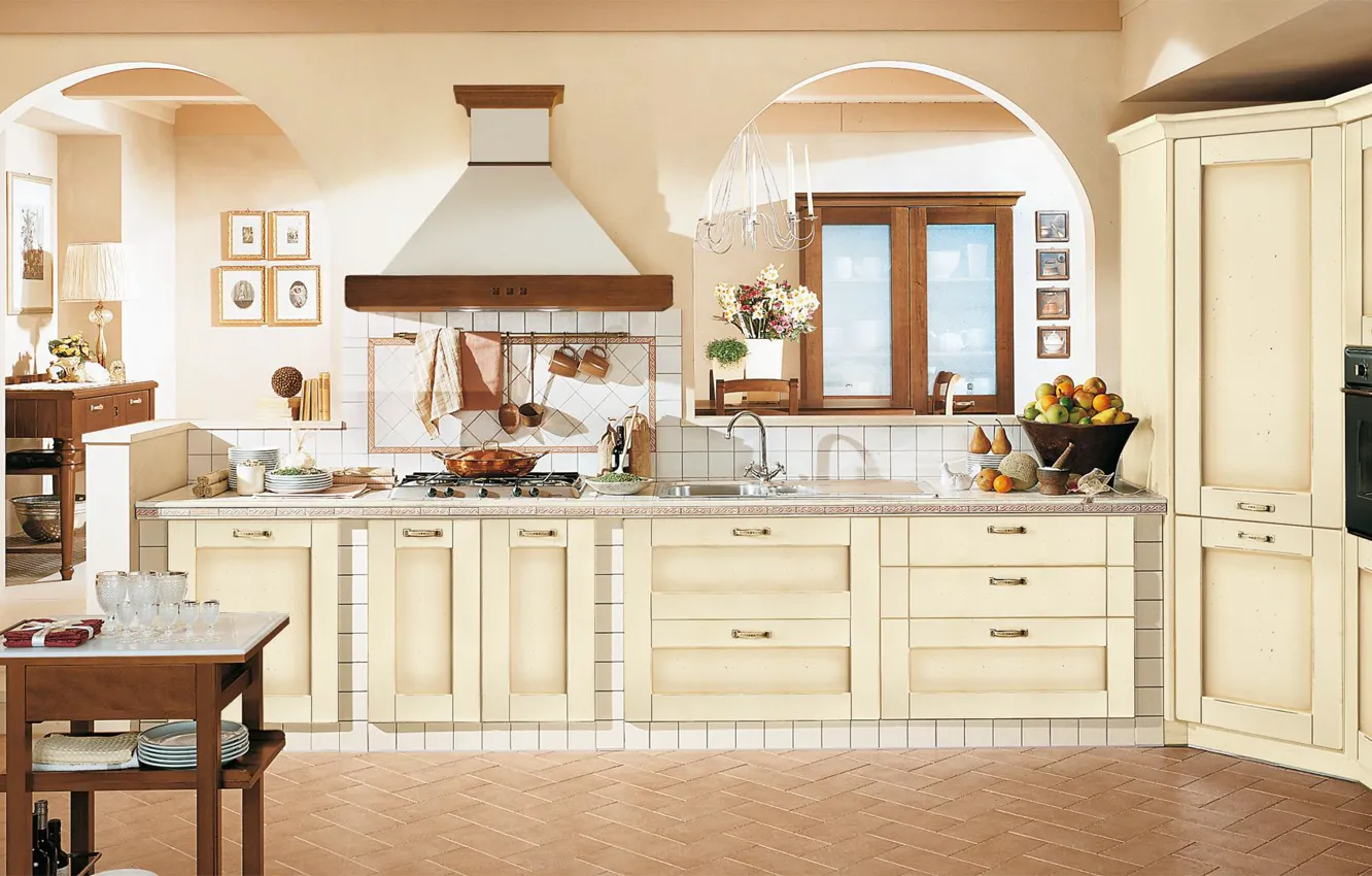 Photo wallpaper style, room, Villa, interior, Italy, kitchen, Italian design
