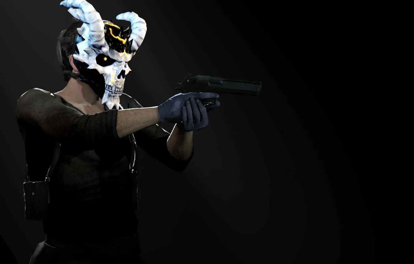 Photo wallpaper gun, mask, Overkill Software, PAYDAY 2