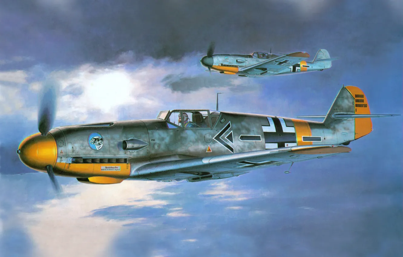 Photo wallpaper the plane, figure, the second world, the Germans, Air force, Luftwaffe, Messerschmitt, the commander of …