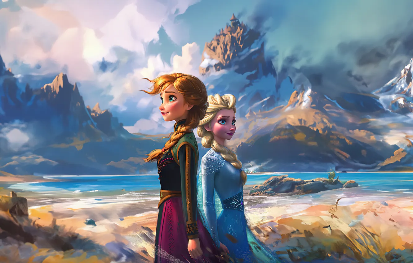 Wallpaper Frozen, Movies, Anna, Artwork, Elsa, Sisters, AI art for ...