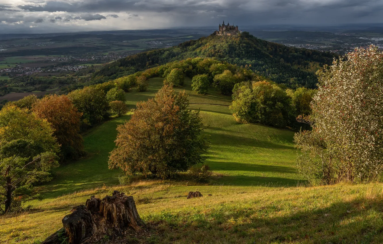Photo wallpaper mountains, nature, castle