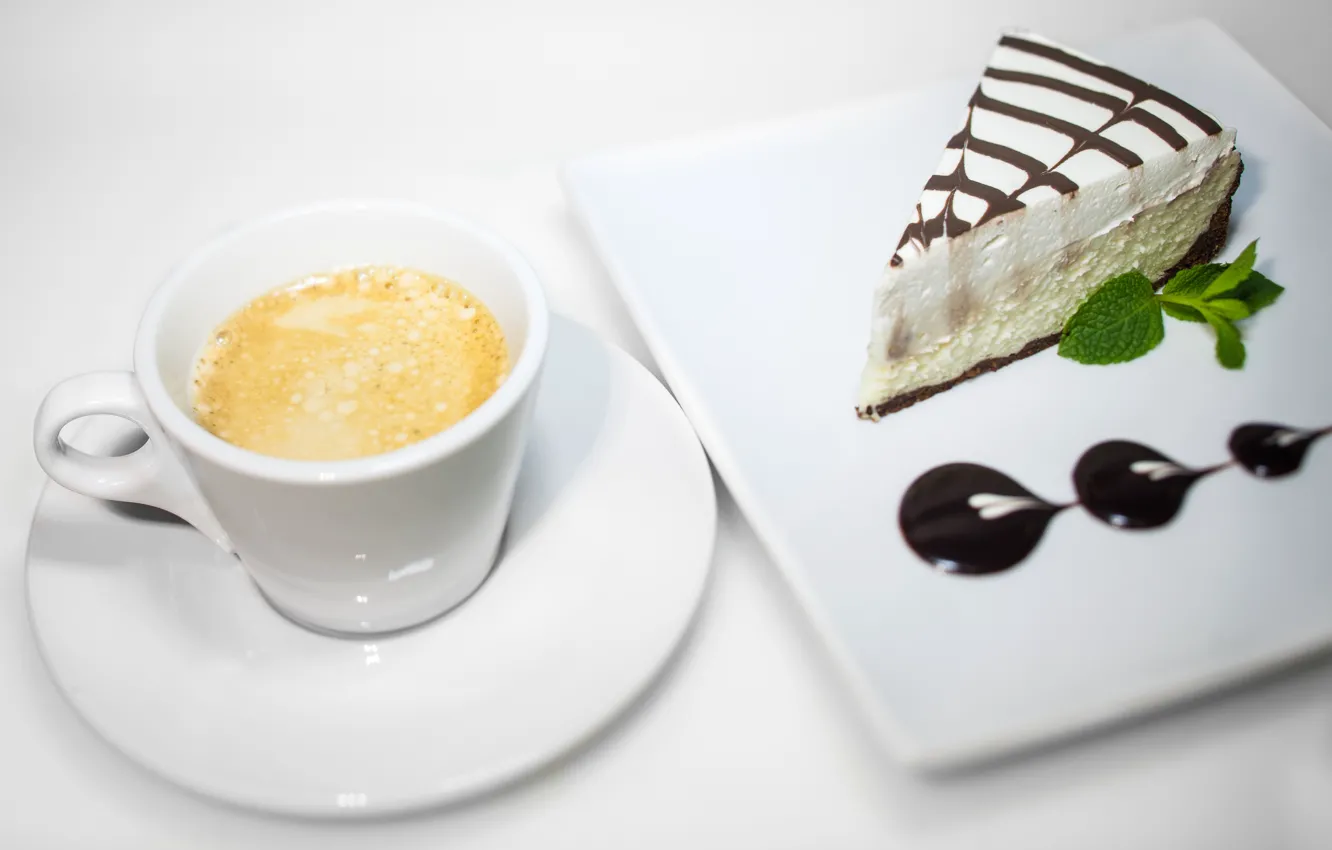 Photo wallpaper coffee, Cup, cake, cappuccino
