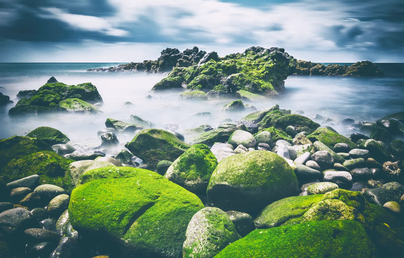 Photo wallpaper sea, stones, shore