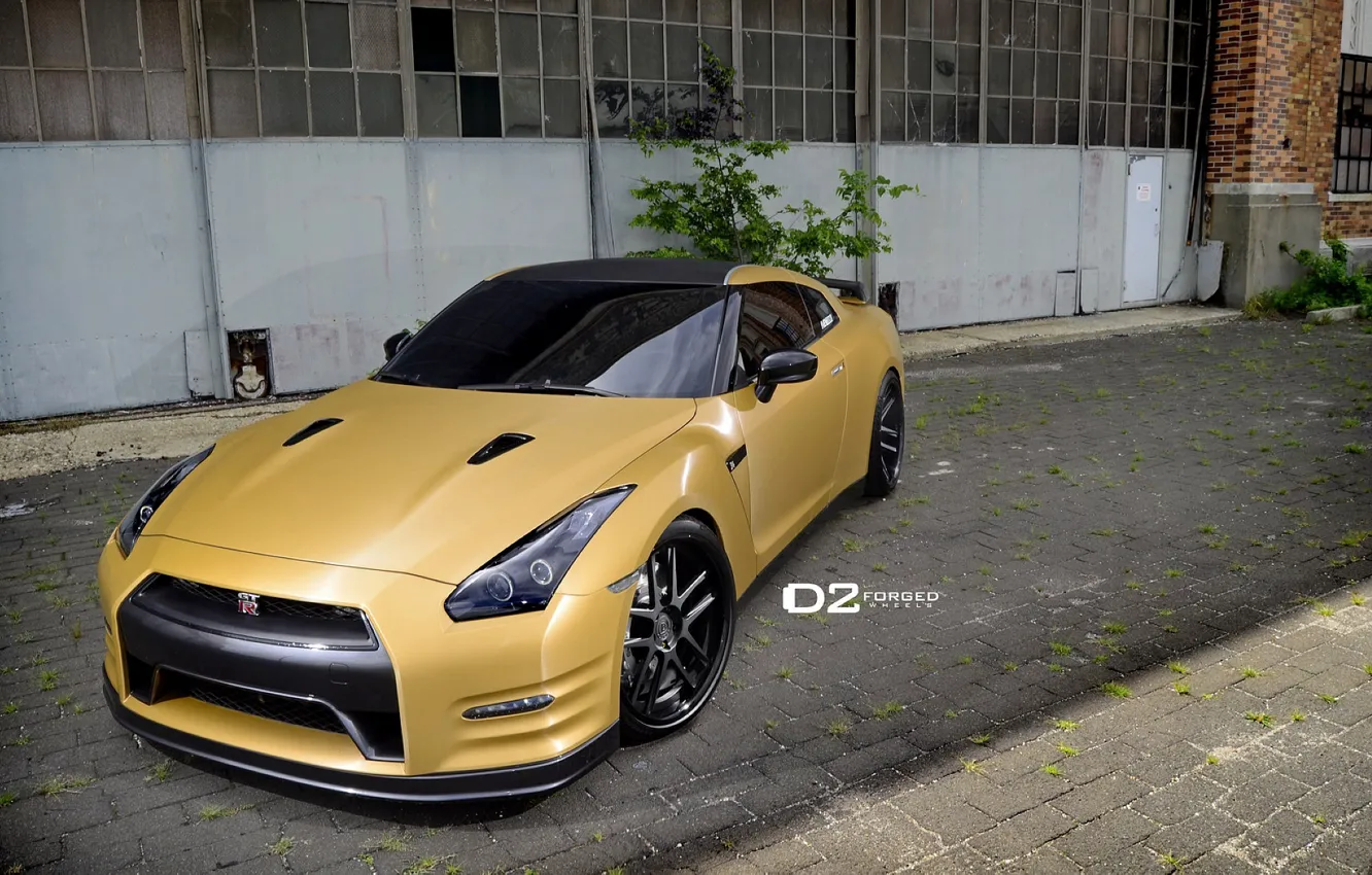 Photo wallpaper Nissan, GT-R, gold, R35