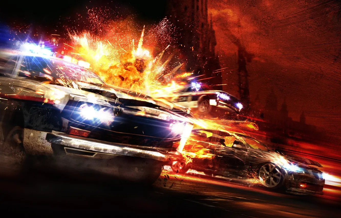 Photo wallpaper the explosion, police, Chase