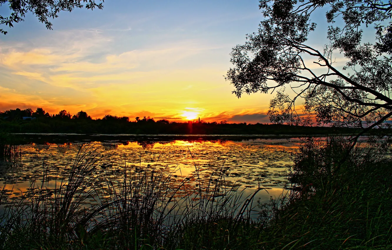 Photo wallpaper sunset, nature, photo, dawn, Pskov oblast, Nevel, р. Emenka, Amenca