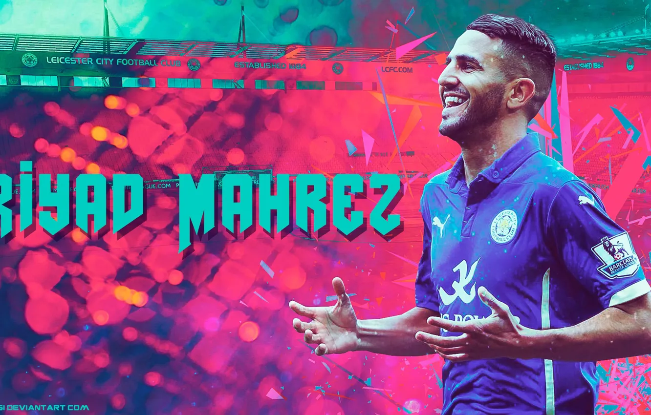 Photo wallpaper England, player, Algeria, Riyad Mahrez, Riyad Mahrez, Leicester City