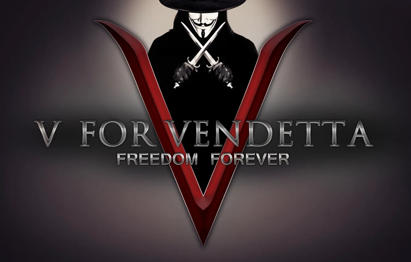 Photo wallpaper hat, mask, swords, V For Vendetta