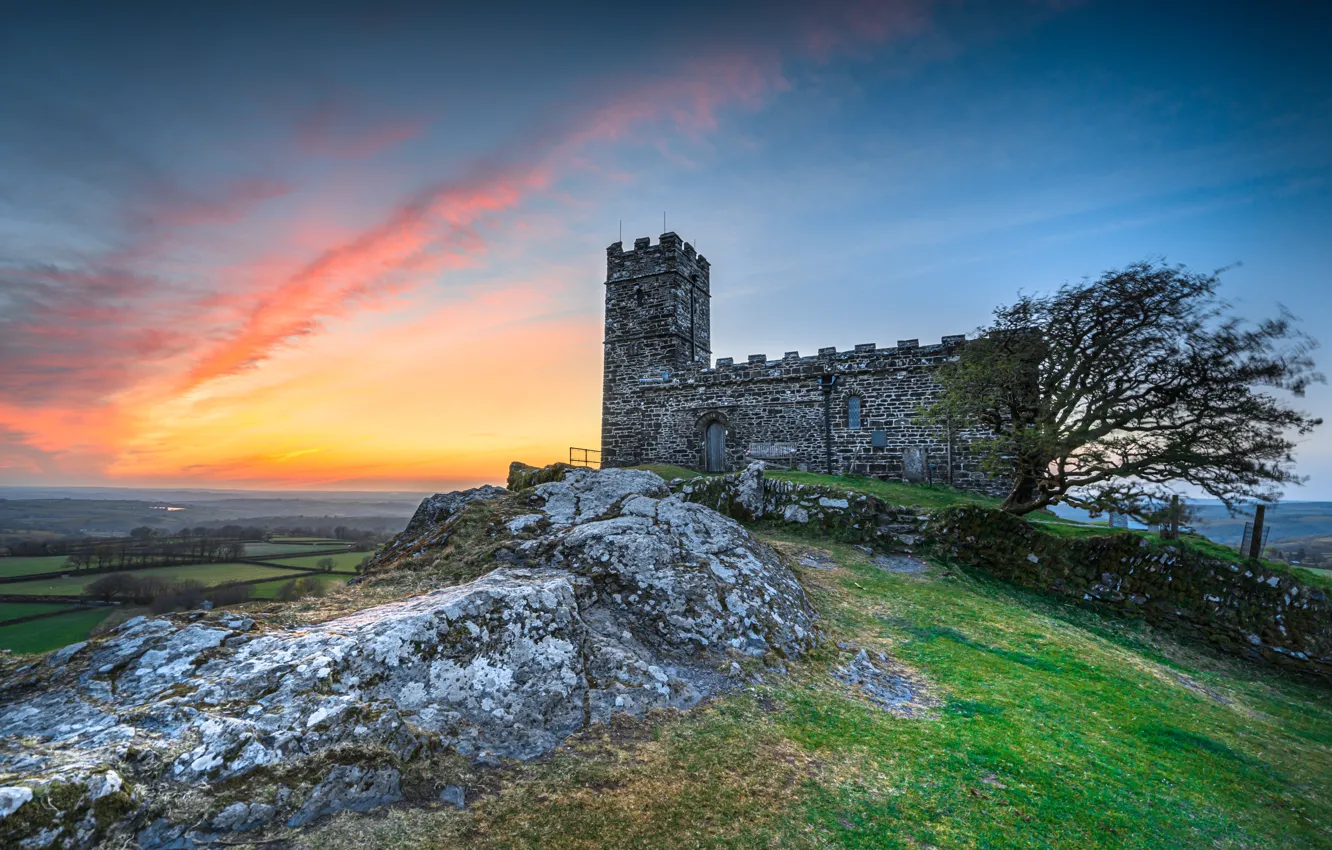 Photo wallpaper the sky, castle, shore