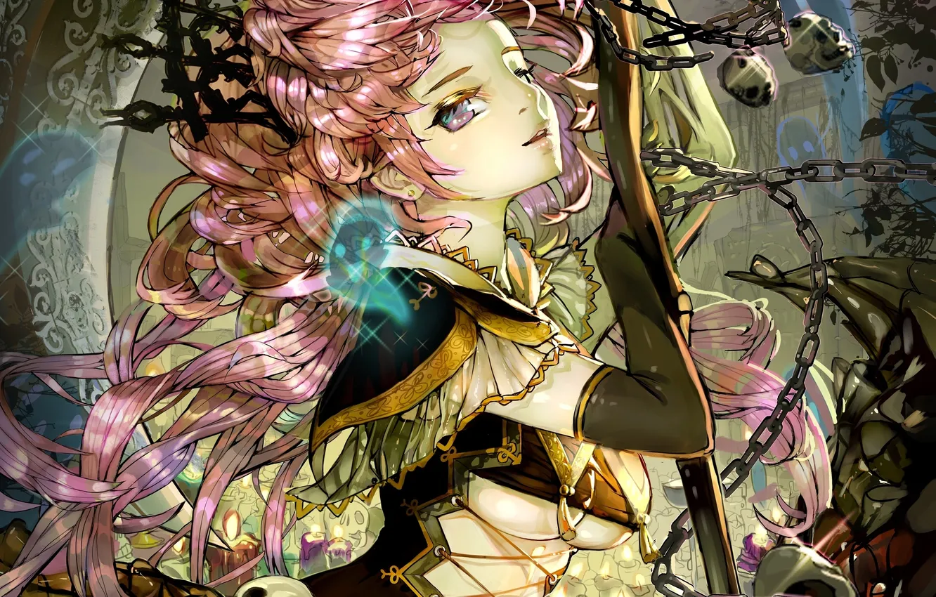 Photo wallpaper skull, anime, crown, art, chain, Ghost, sitting, of girlfriend again