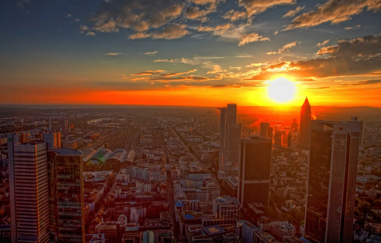 Photo wallpaper the city, dawn, home, skyscrapers