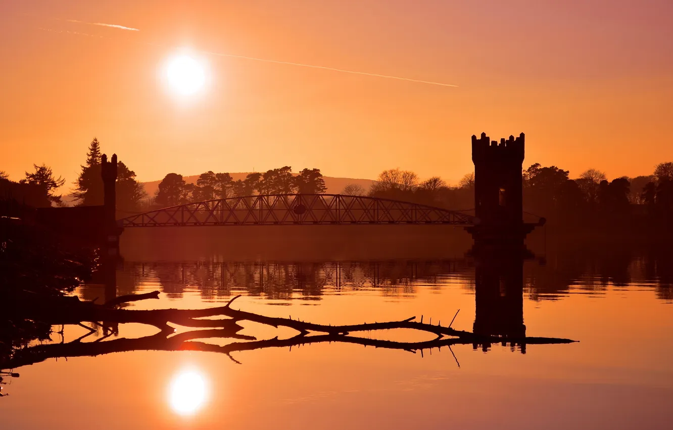 Photo wallpaper landscape, sunset, Ireland, Wicklow, Roundwood