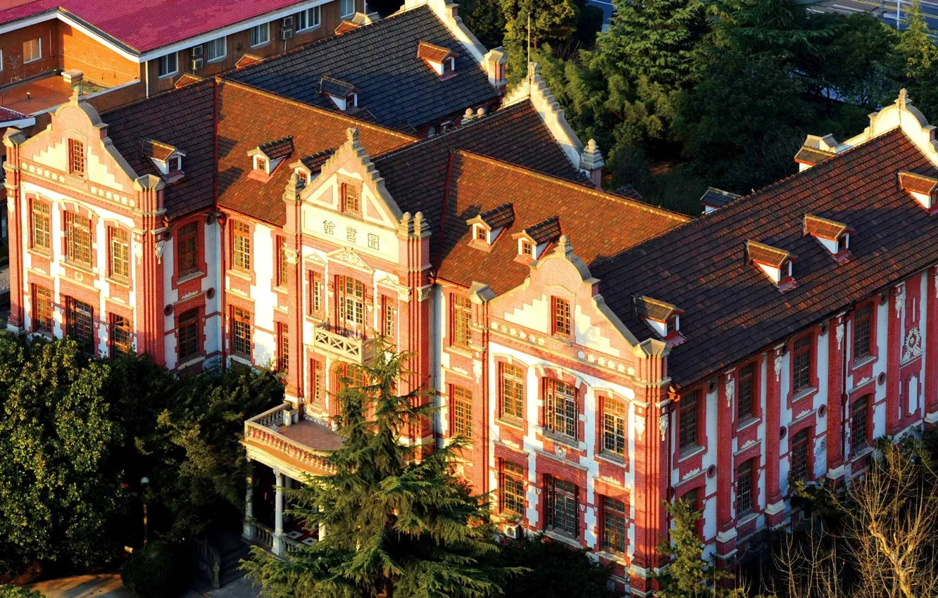 Photo wallpaper China, Shanghai, University, campus, old library