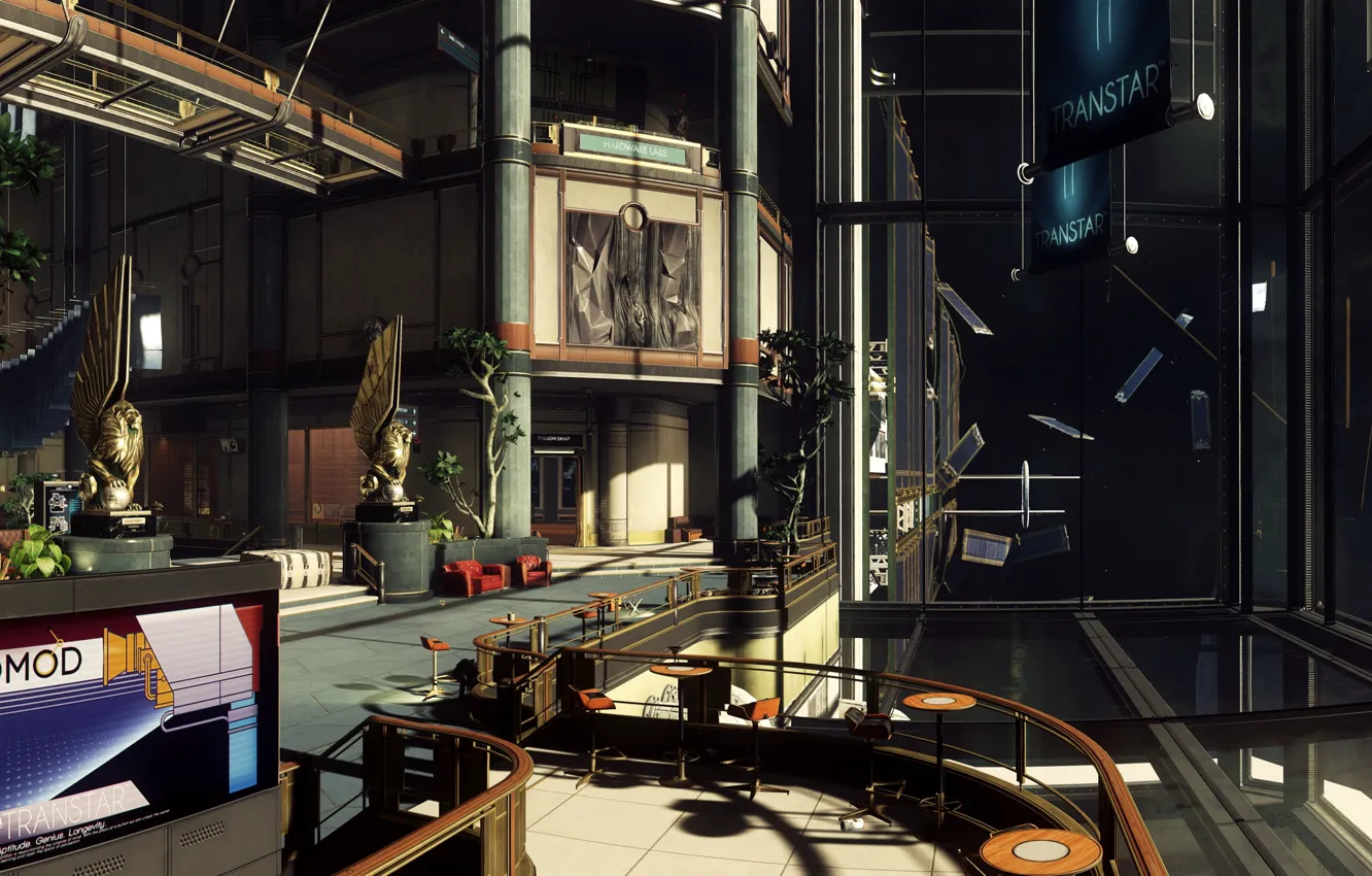 Photo wallpaper space, moon, Bethesda Softworks, CGI, Arkane Studios, Prey, Lobby, Facility