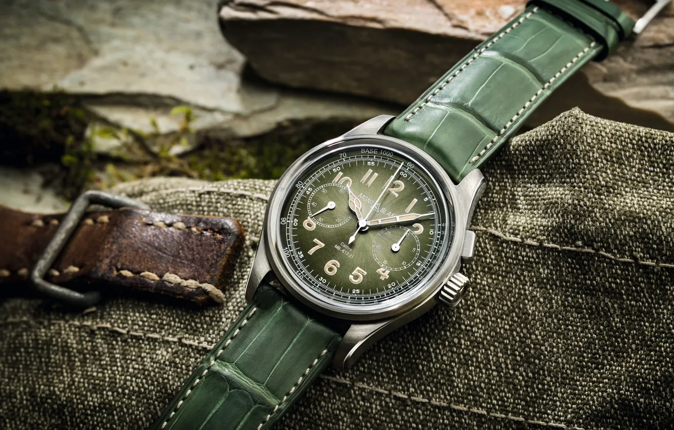 Photo wallpaper Blanc, Montblanc, vintage wrist watch, stainless steel, 1858 Monopusher Chronograph 40 Stainless Steel