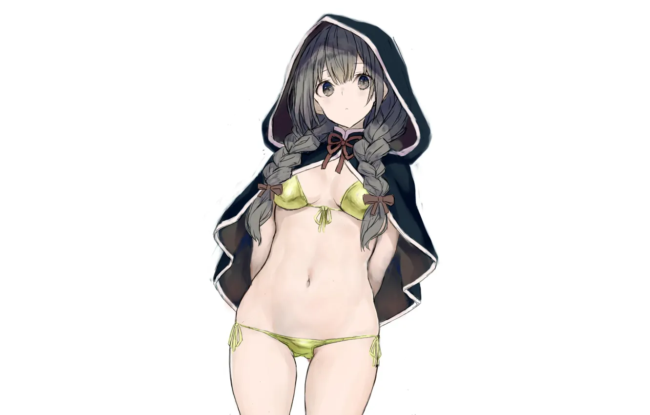 Photo wallpaper girl, sexy, cleavage, long hair, boobs, anime, beautiful, pretty