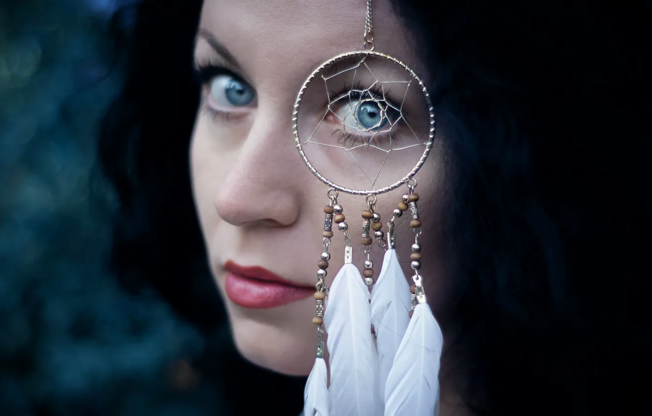 Photo wallpaper face, feathers, Dreamcatcher, Claudia Ricci