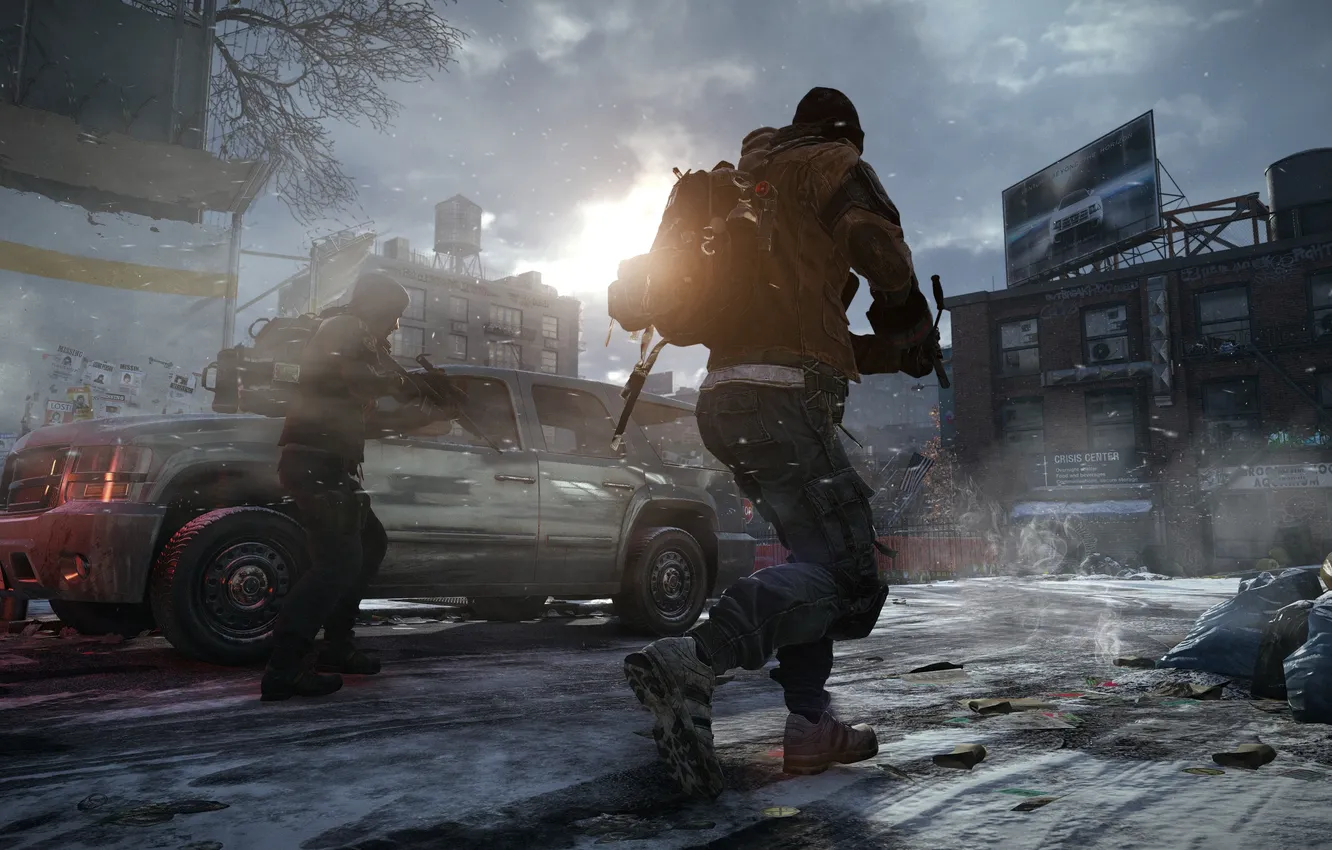 Photo wallpaper winter, the city, war, soldiers, new York, The Division