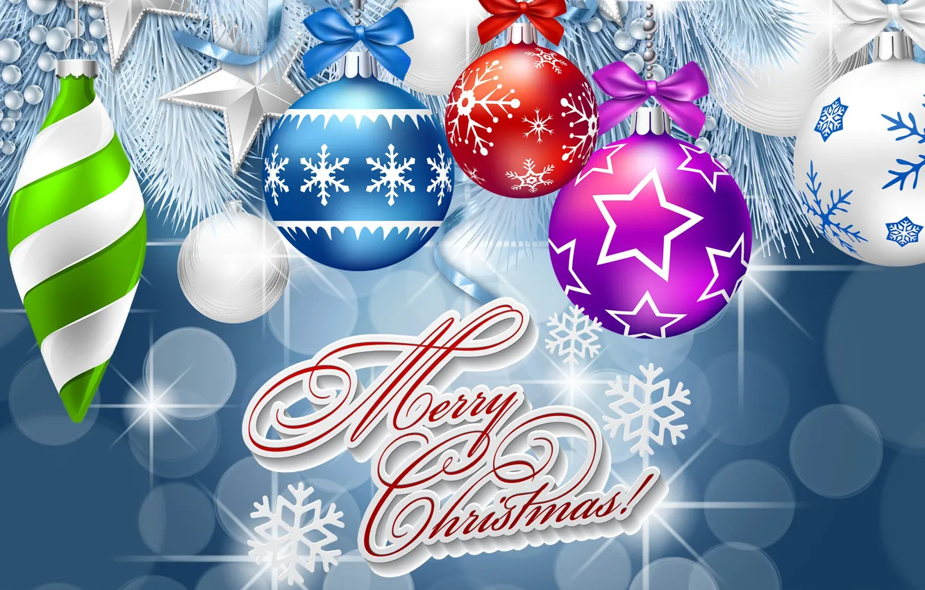 Photo wallpaper Congratulations, Christmas, Bombki