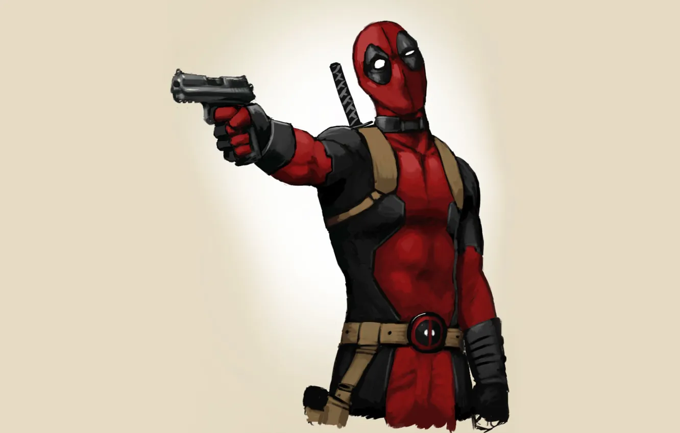 Photo wallpaper gun, background, art, comics, art, Deadpool, Marvel, Deadpool