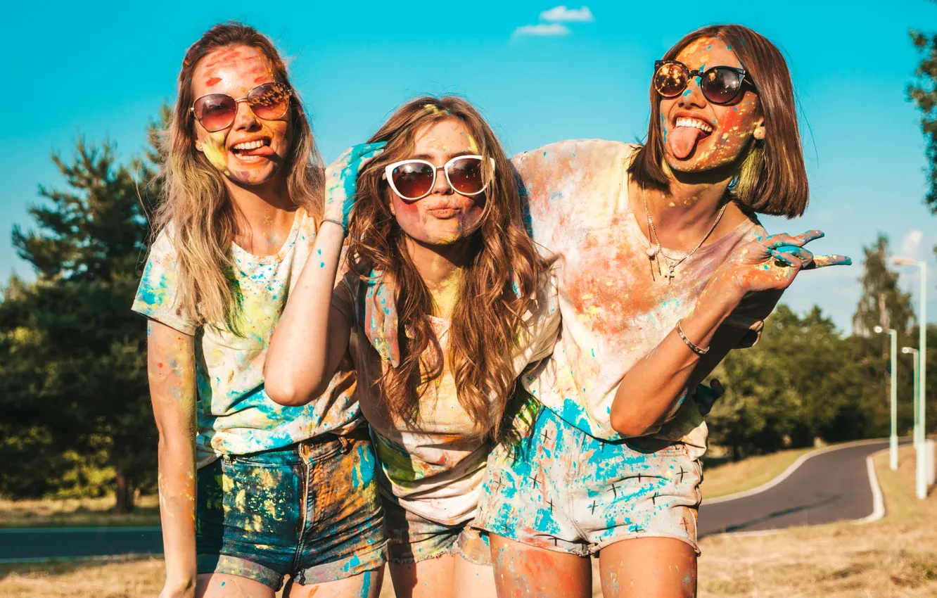 Photo wallpaper girl, sweetheart, shorts, glasses, beautiful, party