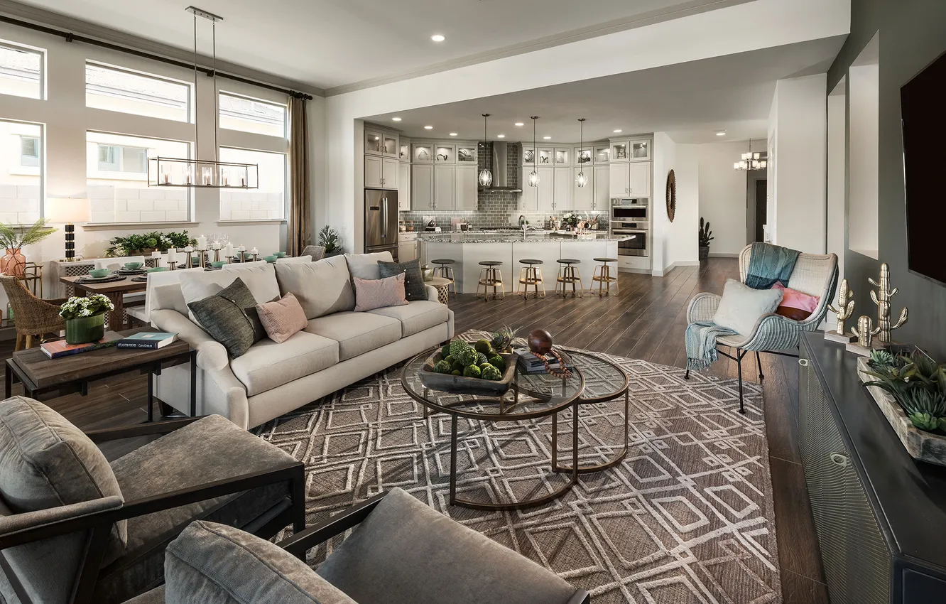 Photo wallpaper design, space, style, interior, kitchen, living room, dining room