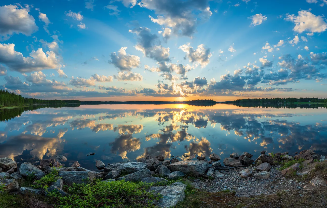 Photo wallpaper nature, Lake Kianta Lake, Suomussalmi