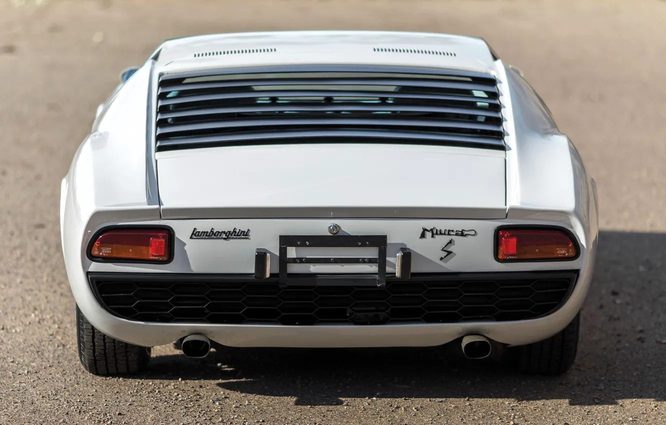 Photo wallpaper machine, auto, white, Lamborghini, 1971, back, car, Supercar