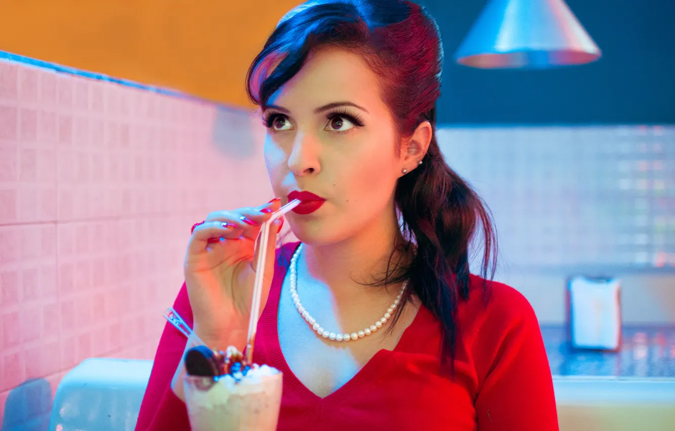 Photo wallpaper fruits, cookies, milkshake
