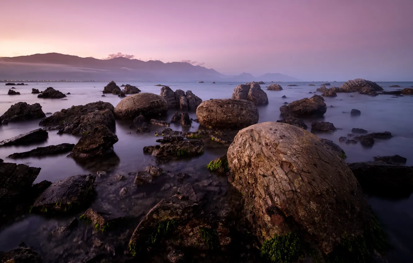 Photo wallpaper sea, stones, shore