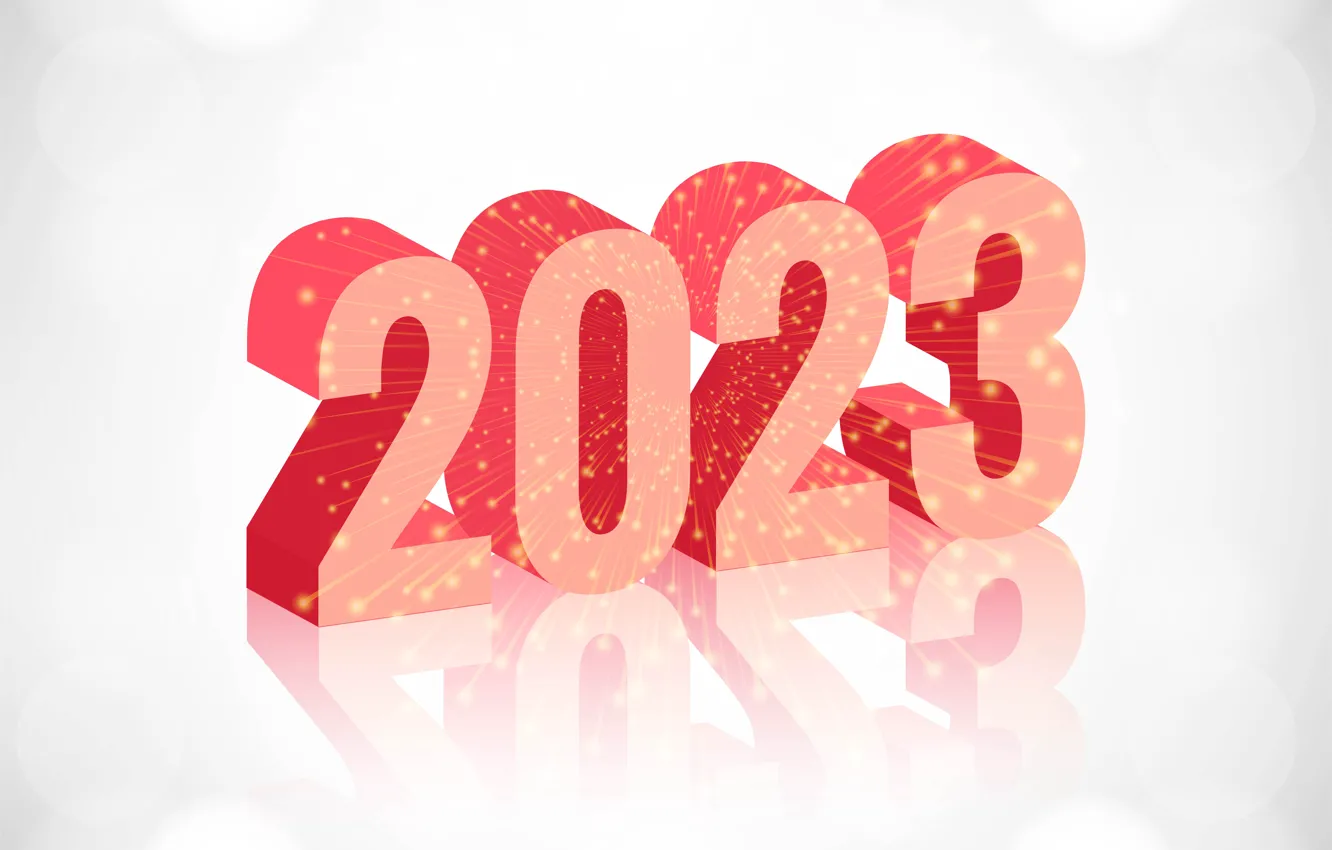 Photo wallpaper rays, reflection, lights, new year, figures, white background, pink, date