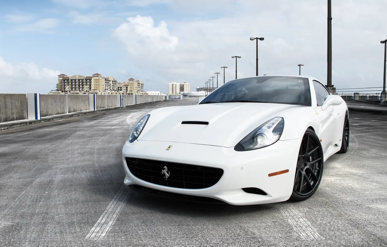 Photo wallpaper white, the sky, clouds, CA, Ferrari, white, Ferrari, California