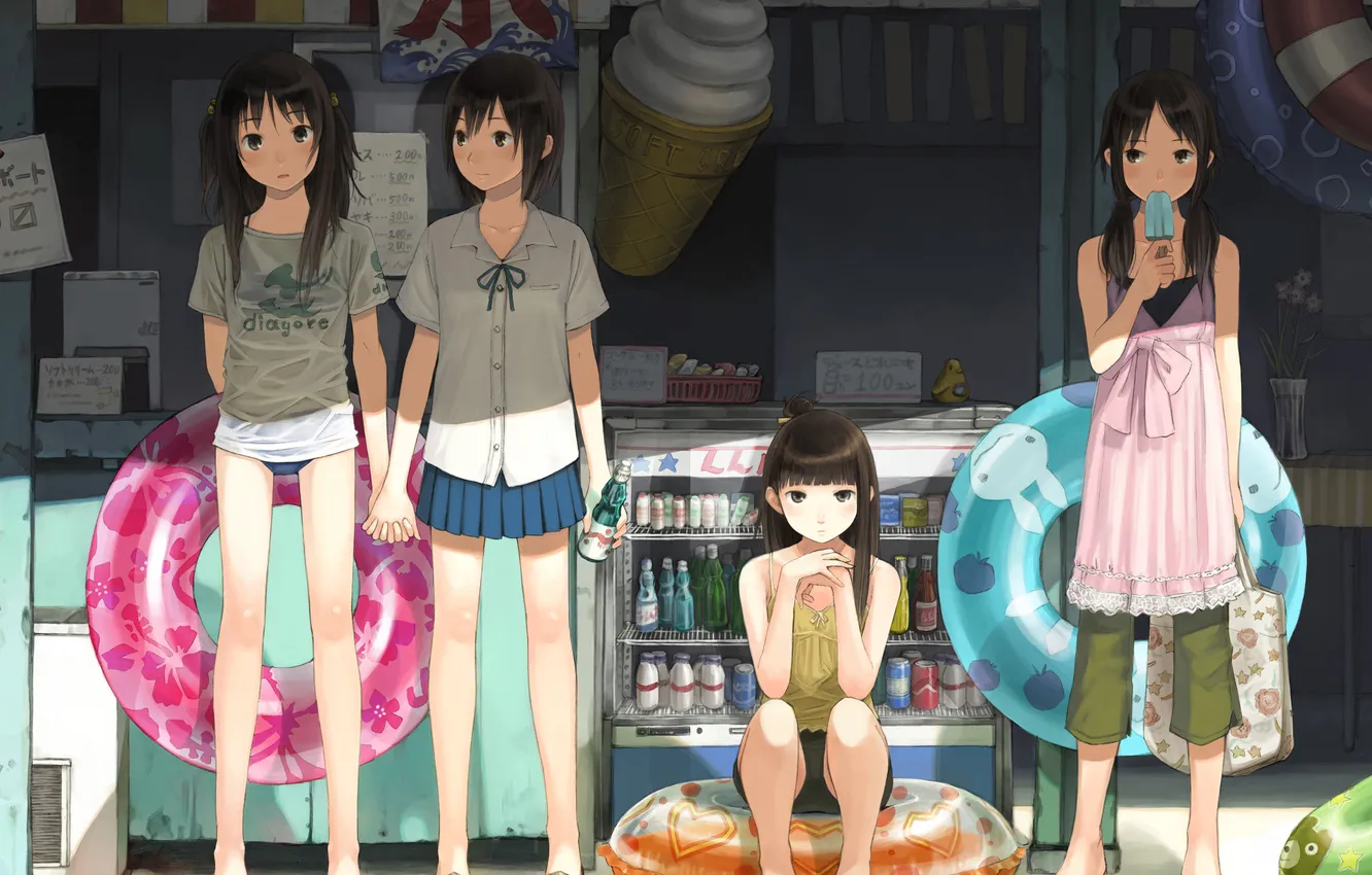 Photo wallpaper summer, circles, heat, shadow, ice cream, inflatable