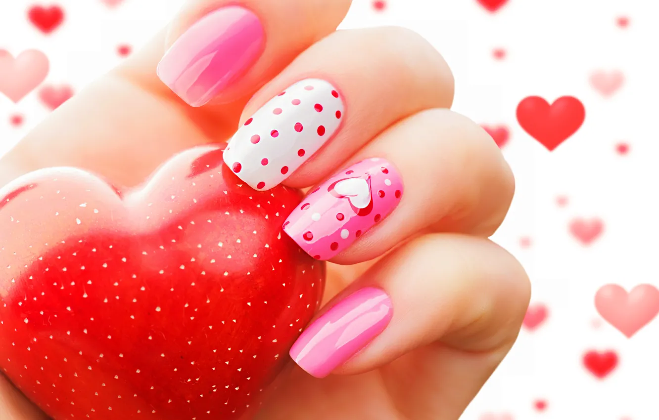 Photo wallpaper love, heart, romantic, manicure, valentine`s day