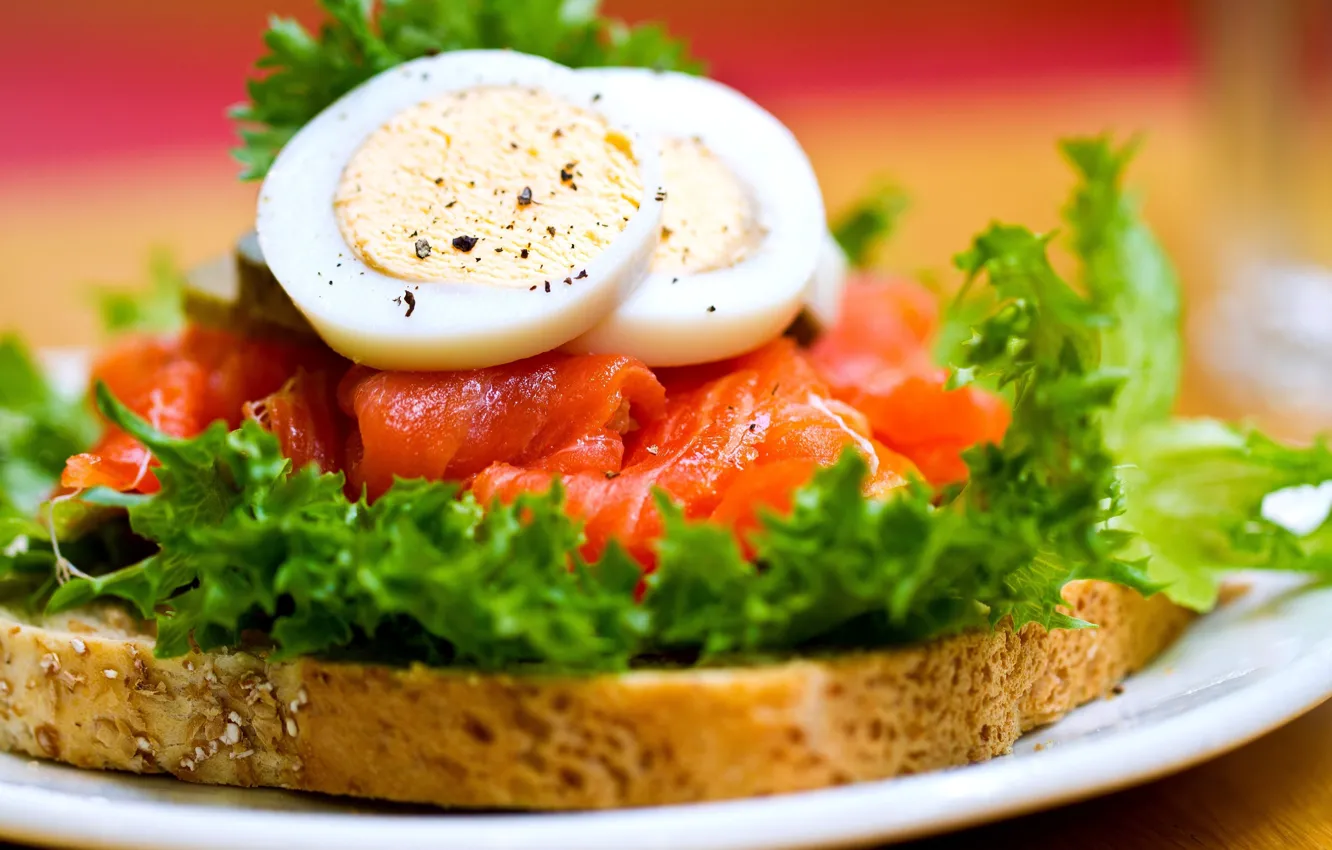 Photo wallpaper eggs, bread, tomatoes, Sandwich